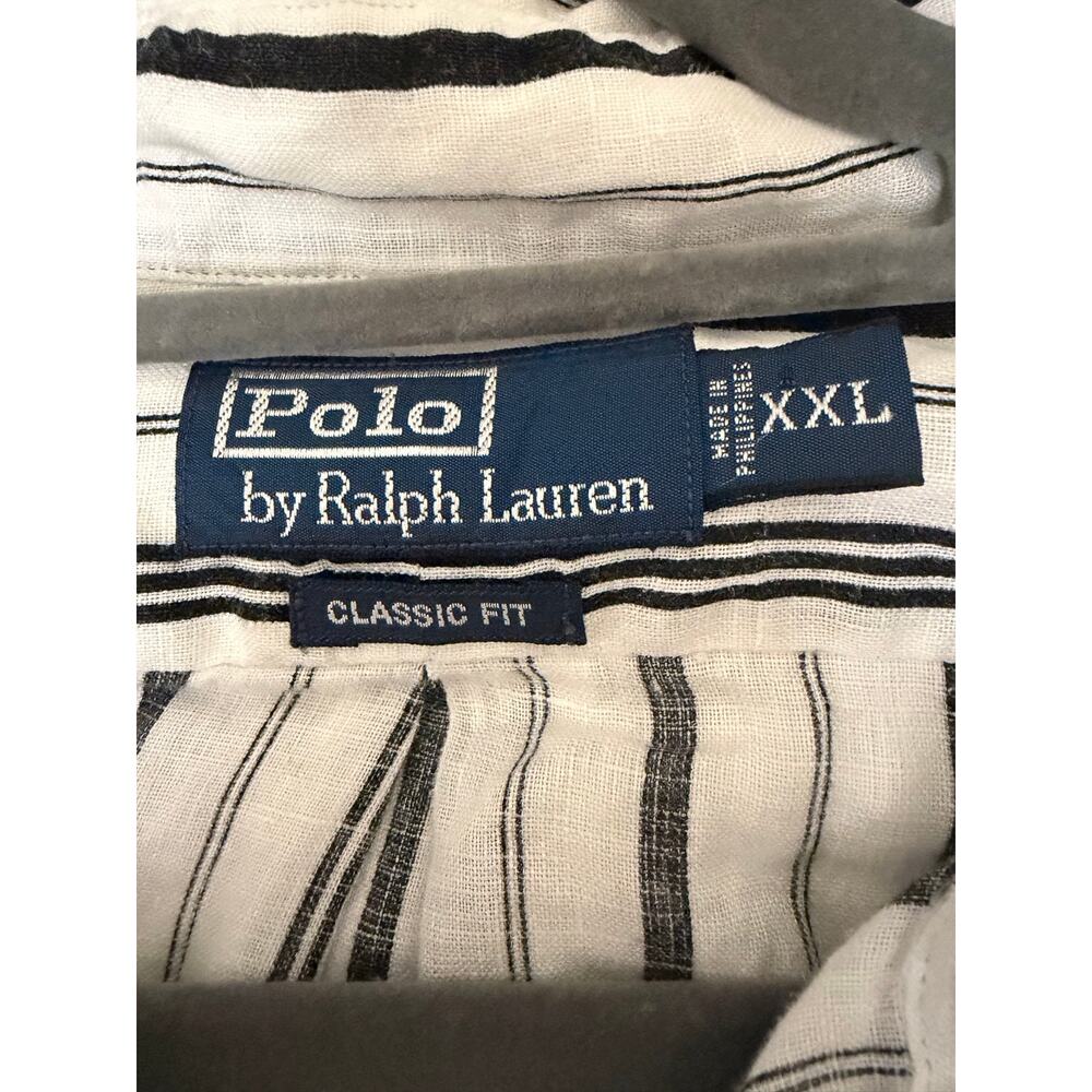 Polo Ralph Lauren 100% Linen Shirt Womens XXL Striped Classic Fit Roll Tab - Picture 10 of 11
